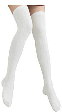 Bakicey Dam knästrumpor strumpor overknee strumpor tights bomullsstrumpor stickade strumpor stödknästrumpor stickade strumpor hög över knät långa strumpor vinterstrumpor, 64 cm vit, 74