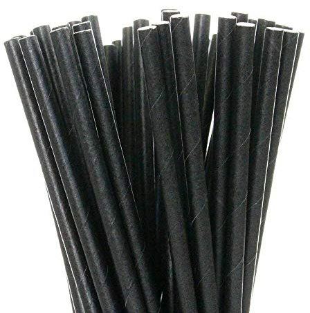 250 cannucce di carta biodegradabili, circa 20 cm, colore: nero