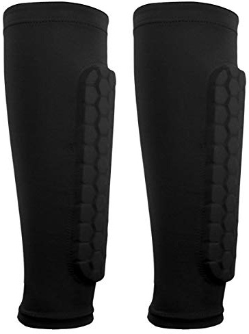 Natuce 1 Pair Football Shin Guard Socks Sleeves with Foam,Breathable Design for Football Games Beginner, Running, Jogging, Cycling, Fitness, Children Teenagers Boys Girls Men Women (Child-Black)