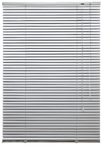 Alu Jalousie viele Größen und Farben Aluminium Lamellen Rollo Faltrollo Jalousette Wandmontage Deckenmontage Tür Fenster Sonnenschutz Sichtschutz Blendschutz Hitzeschutz (50 x 160 cm, Silber)