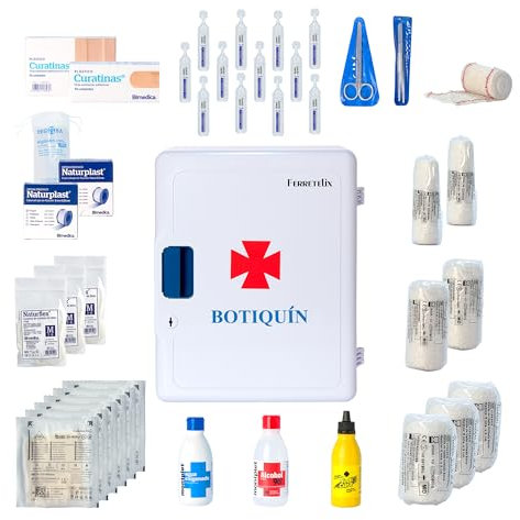 FERRETELIX® Armario Botiquín de Pared con Llave – 40 x 30 x 16 cm – Equipado para Primeros Auxilios – Ideal para Hogar, Oficina o Negocio