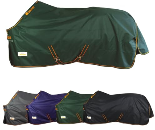 Marengos by Bucas - Weidedecke 1200D Irish Turnout – Grün/Orange 135 cm | Ohne Füllung – als Regendecke & Übergangsdecke – wasserdichte Outdoordecke mit Innenfutter & Kreuzbegurtung