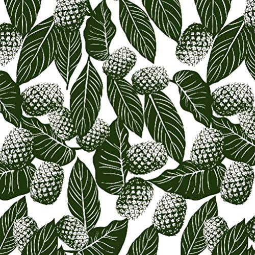 Pingianer 11,99 €/m ananas blad 100 % bomull bomullstyg barn metervara hantverk sömnad tyg (ananas blad vit mörkgrön, 100 x 160 cm)