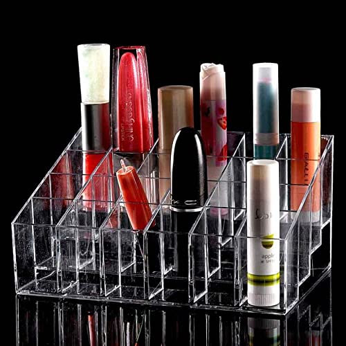 Alvinlite Lippenstiftständer, Lippenstifthalter-Organizer, Make-up-Aufbewahrungsbox Lippenstift-Aufbewahrungsbox Transparent 24 Grids Lipstick Organizer