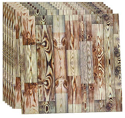 3D Ziegel Wandaufkleber Wandpaneele Schälen Und Kleben Tapete 3D Tapete Wandpaneele 3D Steintapete 3D-Wandpaneele mit weißem Ziegelstein Wasserdichter PE-Schaum-Wandaufkleber -Freihand holzkorn 50pcs