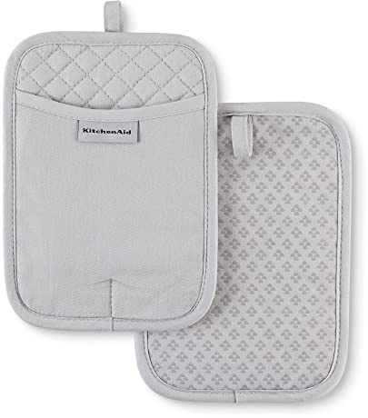 KitchenAid Asteroid Pot Holder 2-Pack Set, Matte Grey, 7x10