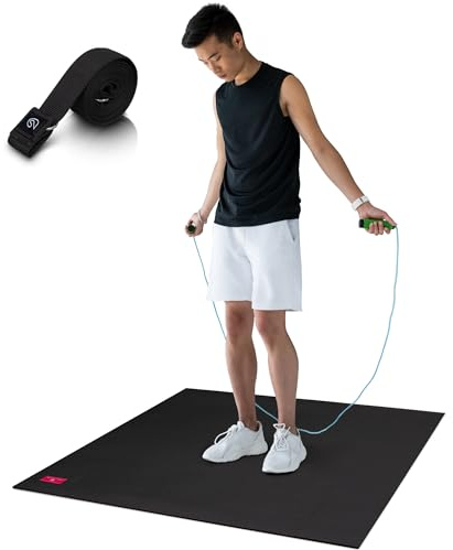 SHANTI NATION Cardio Mat 95 kompakte Fitnessmatte (95 x 95 cm) | inkl. Tragegurt, ideal zum Seilspringen, abriebfest, desinfizierbar, mit Schuhen benutzbar