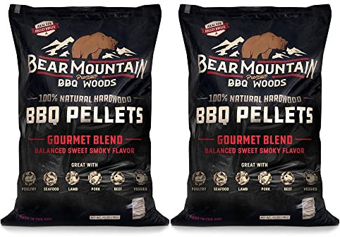 Bear Mountain 2 Pack BBQ Pellets, All Natural Low Moisture Hardwood, 40 Pound