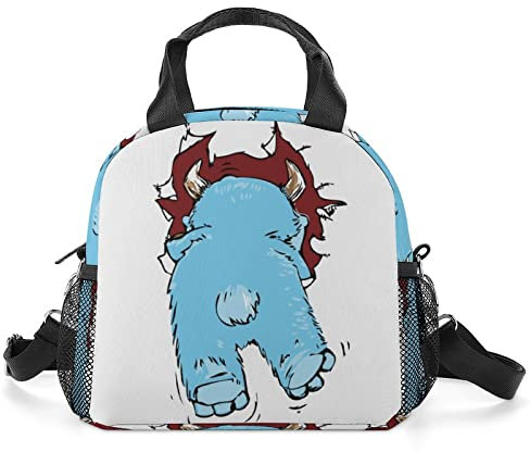 Personalized Lunch Bags Insulated Lunch Tote Bag Meal Bag Lunch Box Reusable for Work School Picnic Blue Horn Animal