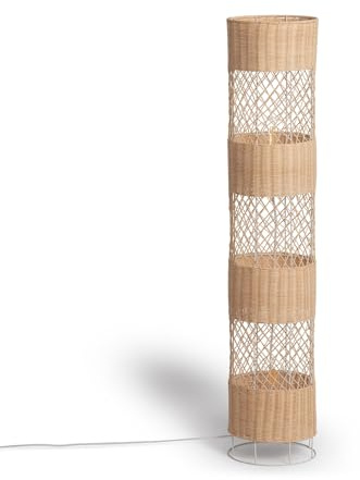 LEDKIA LIGHTING - Stehleuchte Rattan Rubra | Natürliches Design | Handgefertigt aus Bambus | Für Wohnzimmer, Küche, Schlafzimmer | E27 fähig, Natürliche Farbe, Bambus Material