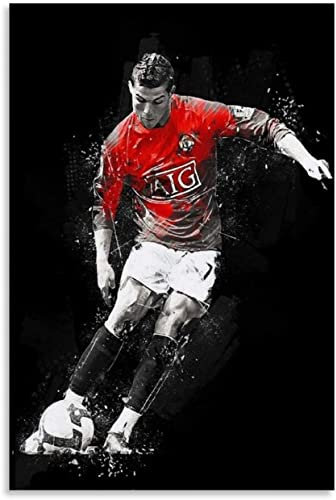 LBMED Leinwand Bilder Kunst Cristiano Ronaldo Manchester United Poster für die Dekoration des Esszimmers Malerei Poster Druckt Gedruckte 19.7x27.6(50x70cm) Kein Rahmen