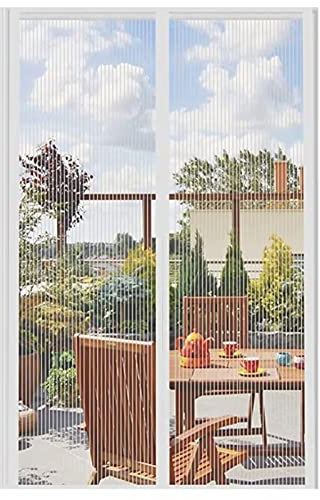 Magnetischer Moskitonetz-Vorhang, 235x180cm, Moskitonetz nach Maß Hochwertiges Netz schließt automatisch für EingangstürenSchultürenHeimbüro, personalisierbar, Weiß