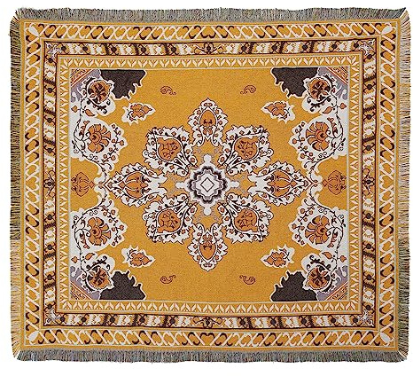 LumiSyne Cotton Woven Throw Blanket With Tassel Bohemian Tribal Ethnic Style Geometric Pattern Aztec Navajo Blanket Decorative Throw For Sofa Bed Armchair Camping Tapestry Tablecloths Carpet 160x130cm