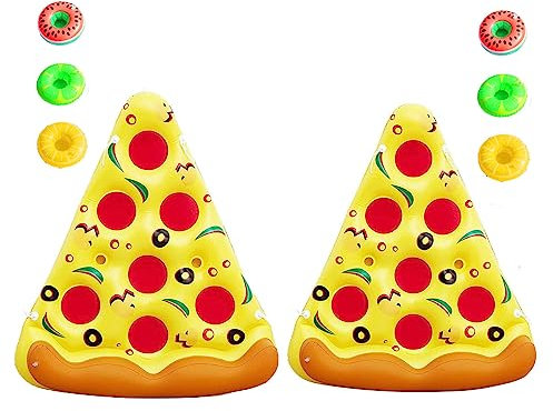 JUNZAI HäNgematte Pool, Pizza HäNgematte Pool, Mit 3/6 GeträNkehaltern Luftmatratze Pool FüR Erwachsene Im Beach Pool,2PCS