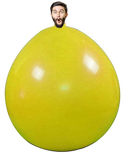 Egujiwa 183 cm stor mänsklig ballong, rund uppstigningsballong, tjock latexballong för bröllop, födelsedag, evenemangsdekoration (gul)