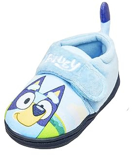Bluey, Boys or Girls Unisex Kids Slippers, with Hook & Loop Strap and 3D Tail, Blue, Size Infant 7