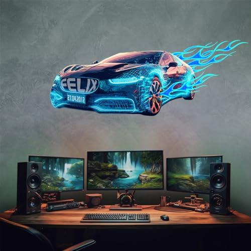 tjapalo vz47 Wandaufkleber, Gamer, 3D, Wandtattoo, Schlafzimmer, Jungen, Wand, selbstklebend, personalisierbar, für Kinder, Jungen, Autoaufkleber (58 x 22 cm)