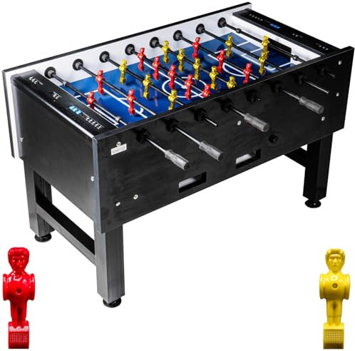 RAMROXX Fußball Tischkicker Turnier Fireball blaues Spielfeld Figuren Gelb Rot 95kg