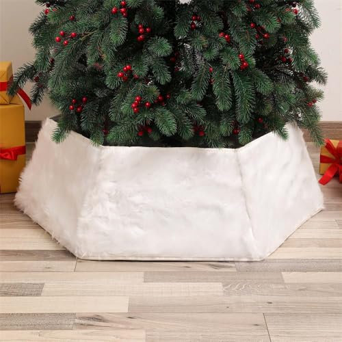 Odot Weihnachtsbaum Kragen Weihnachtsbaum Rock Korb Deko Weihnachtsbaum Korb-Abdeckung Xmas Tree Ringkorb Cover für Urlaub Party Weihnachtsbaumdekor (55 * 72 * 18cm,Weiß)