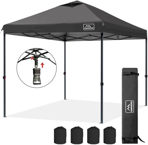 KAMPKEEPER Pop-Up-Zelt für eine Person, 25,4 x 25,4 cm, sofortiges tragbares Vordach, One-Push-Outdoor-Überdachung mit 3 verstellbaren Höhen, Tragetasche mit Rädern, Bonus 8 Heringe und 4 Seile