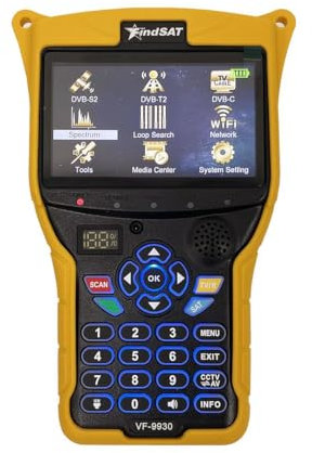VF-9930 Full HD 1080P Misuratore di segnale satellitare digitale Supporto DVB-S/S2 DVB-T/T2/C Combo Ricevitore TV Analizzatore di spettro MPEG2 e MPEG4 e H.264 e HEVC H.265