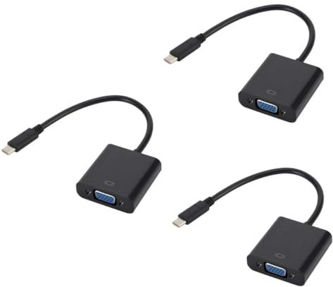 OSALADI 3pièces Adaptateur USB-c vers Vga Câble De Connexion Type-c Male vers Vga Femelle pour TV Projecteur Moniteur Noir