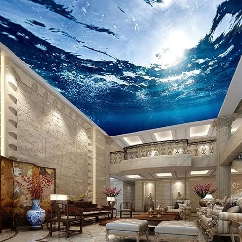 Fototapete Benutzerdefinierte Großes Deckenwandbild Hd Blaues Meerwasser Naturtapete Wohnzimmer Hotel Deckenwandbild 200Cm(W)×140Cm(H)