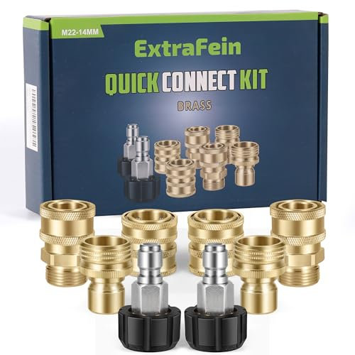Premium Pressure Washer Quick Connect Kit - M22 Swivel to 3/8'' Quick Connect, 3/4'' to Quick Release, M22 14mm Power Washer Adapter Set Quick Connect Pressure Washer Fittings (Stainless Steel)