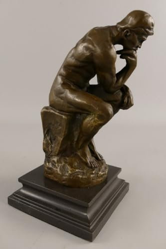 Casa Padrino Art Deco Bronze Deko Figur Der Denker Bronze/Schwarz H. 26 cm