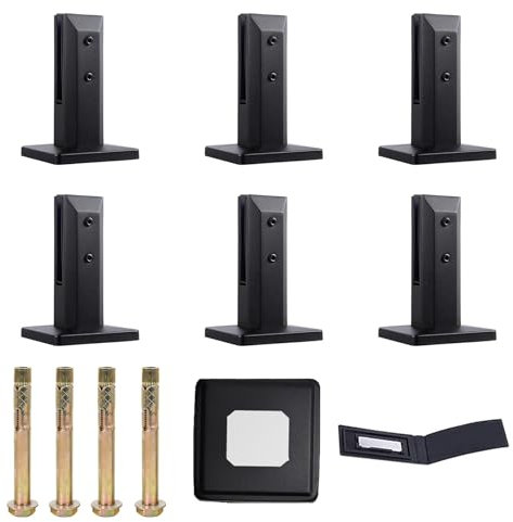 Generic Lot De 6 Pinces à Verre En Acier Inoxydable 304, Pour ClôTure De Piscine, Balcon, Escaliers, Cour, Garde-Corps, Pinces Pour Verre D'Une éPaisseur De 10 à 14 Mm,Noir,160mm