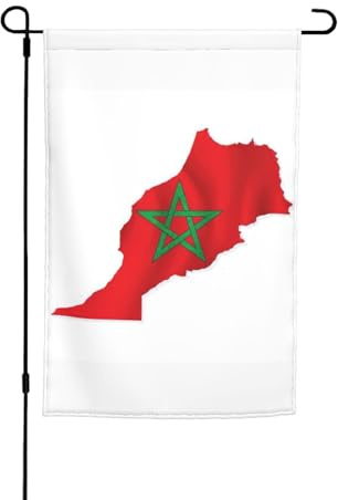 Bandiera del Marocco con mappa stampata, bandiera da giardino double face esterna, bandiera stagionale per la decorazione