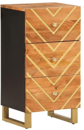 HEFZGDB Beistellschrank Braun und Schwarz 40x33,5x75 Massivholz Mango Geschirrschrank Barschrank Vorratsschrank Küche Vitrinenschrank Küche für Café Küche Speisesaal Dessert Shop