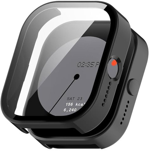 Schutzhülle für CMF by Nothing Watch Pro Hülle, Harter PC Case Covers mit Glas Schutzfolie Displayschutz, Anti-Kratz Anti-Staub Schutz Gehäuse für CMF Watch Pro (Black)
