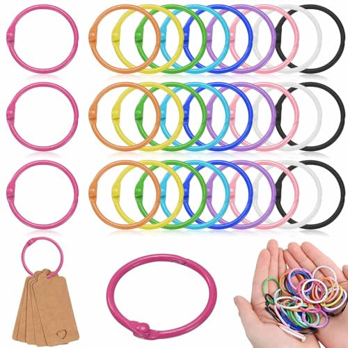 Buchringe,Buchbinderinge,Karteikarten Ring,Schlüsselringe Bunt,Schlüsselanhänger Diy,Ringe für Ringbuch,Schlüsselanhänger Ringe für Scrapbook Album Notizbuch Schlüsselringe