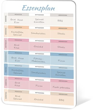 BIROYAL A4 Essensplaner Wochenplaner Abwischbar - Wochenplaner Magnetisch - Magnetisch Woche Menüplaner - Magnettafel Kühlschrank für Familie Frühstück, Mittagessen, Abendessen - 21x30cm