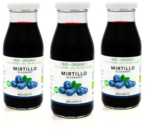 Agricola Miglioretti - Succo di mirtillo 3x200 ml - 100% Biologico, Spremuta a Freddo senza Zuccheri Aggiunti - Prodotto Italiano Naturale e Dissetante