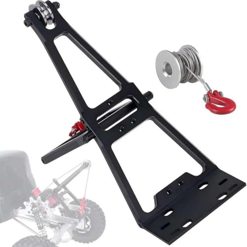 FKRTQIYN de Accesorios Tow con Brazo de grúa y cabrestante para chasis Crawler de 1/10 RC Compatible(Black)