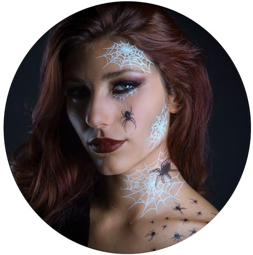 Tattoocrew 2 x Pretty Little Killers Gesicht Halloween Temporary Tattoo, Spinnen Netze Spider