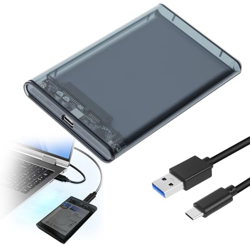 Carcasa Disco Duro 2,5, USB 3.1 externo 6 Gbps Caja Disco Duro 2.5 Pulgadas para HDD USB 3.1 a SATA SSD HDD Caddy de 7mm y 9.5mm de Altura con Cable Type-A Sopporta UASP Trim no Requiere Herramientas