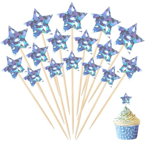 30 Stück Star Cupcake Toppers,Sterne Deko Glitzer Cupcake Topper Stern Form Glitzern Kleiner Glitter Stern Cupcakes Toppers Muffin Dekoration für Weihnachten Party Geburtstag Hochzeit (Lasersilber)