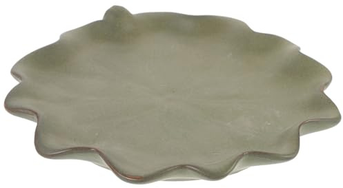 Abaodam Vassoio per Piante in Vaso a Forma di Foglia di Loto Piatto di Drenaggio per Bonsai in Ceramica Resistente Sottovaso da Interno e Giardino Colore Celeste Medio Antiscivolo e