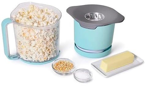Air Popcorn Popper, Oil-Free Popcorn Maker with Built-In Serving Bowl, Hot Air Popcorn Machine for Family Movie Nights & Healthy Snacks, 8-Cup Capacity, Blue