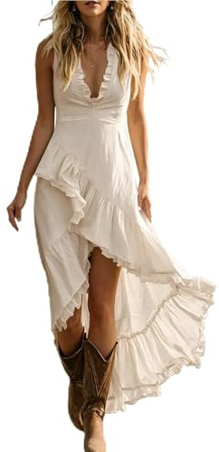 Vestidos De Verano Casuales De Manga Corta para Mujer con Cuello En V Y Volantes En El Bajo Elegantes Fiesta Vestido Largo Verano Boho Sin Mangas Ropa Elegante Sexy Dresses S-3XL