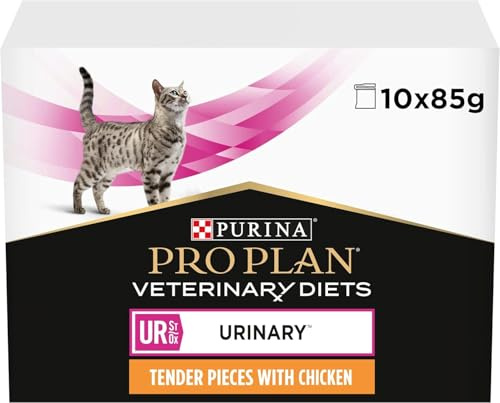 Purina PRO PLAN Veterinary Diets UR St/Ox Urinary Huhn | 10 x 85g | Diät-Alleinfuttermittel für Katzen | Zur Unterstützung des Harntraktes