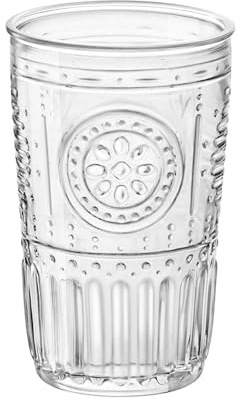 Bormioli Rocco Romantic Set Of 6 Cooler Glasses, 16 Oz. Clear Crystal Glass, Made In Italy.