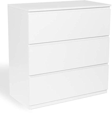 IDMarket - Commode 3 tiroirs TOMI 78 cm Bois Blanc