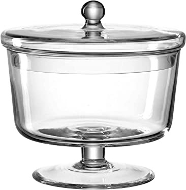Leonardo - Poesia/Ravenna - Dose auf Fuss/Dessertschale - Glas - Klar - (DxH) 18,7 x 18 cm - Handgefertigtes Unikat