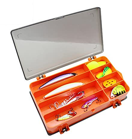 Köder-Aufbewahrungsbox Zweiseitige Plastikbox Angelköder-Aufbewahrungsbehälter-Organisator Kleine Angelgerät-Box (Color : Orange Size : 18x11x4.6cm) zhengzilu