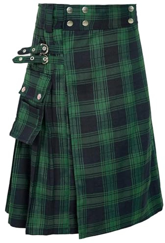 Usthirit Kilt for Men Traditional Highland Tartan Utility Scottish Mens Kilt (Z2386, M)