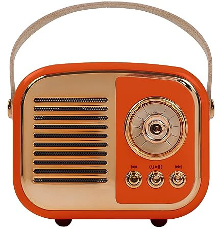 Aresrora Retro Bluetooth Speaker, Vintage Wireless Speaker,Portable Mini Radio Old Fashion Style for Room Decor Kitchen Desk Bedroom Office,Supports TWS Pairing for iPhone,Android Devices (Orange)